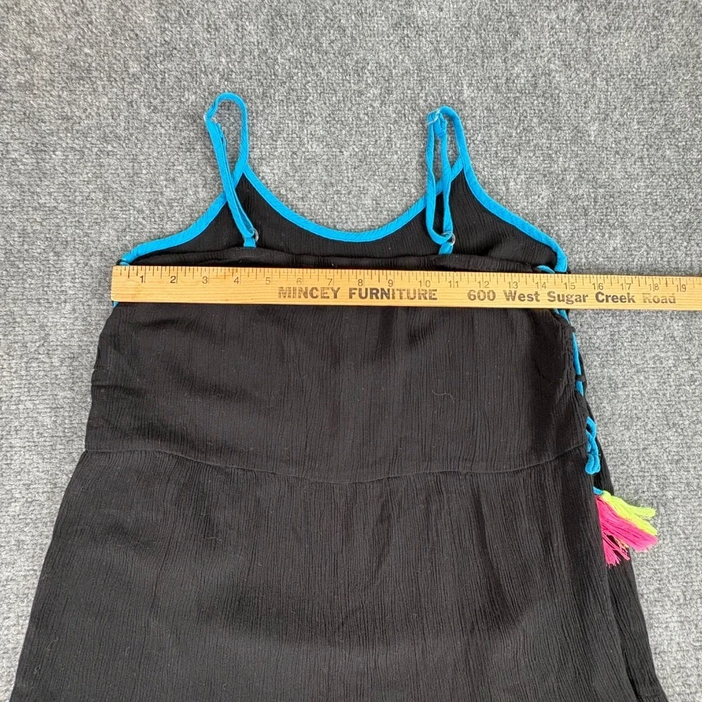 Justice Girls Dress 14 16 Black Tassel Pom Pom Side Laceup Beach Coverup Boho‎